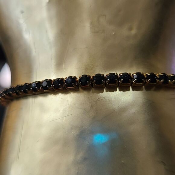 PARIS! 2/$30 Tennis Bracelet Onyx‎ and Goldtone 8" - Picture 4 of 8